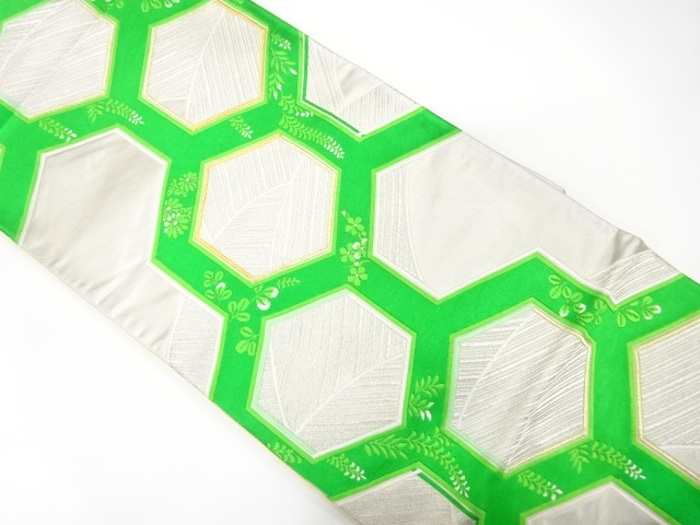 JAPANESE KIMONO / ANTIQUE FUKURO OBI / SILK / WOVEN KIKKO & FLOWERS